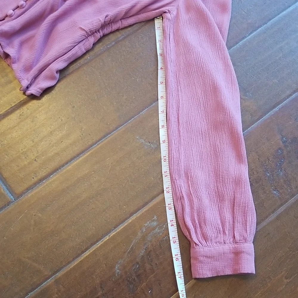 Free People Maise Mauve Rose Color Longsleeve Top V Neck Button Up Shirt